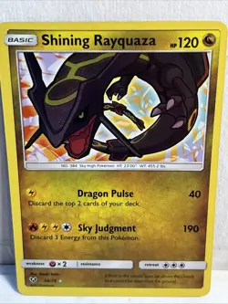 2017 Pokemon Card Shining Rayquaza Sun & Moon Shining Legends # 56/73 NM Card - Image 2