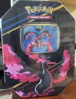 Crown Zenith Tin Galarian Moltres Pokemon TCG 4 Packs & promo *SEALED* Tin Cards - Image 1