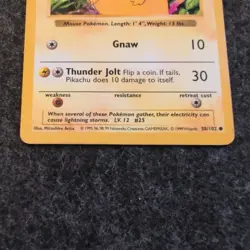 Pikachu (Red Cheeks) Base Set Shadowless 58/102 Regular Pokemon Card NM - Image 3