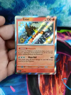 Pokemon Entei Holo Shiny Rare TCG Card Paldean Fates 112/091 - Image 1