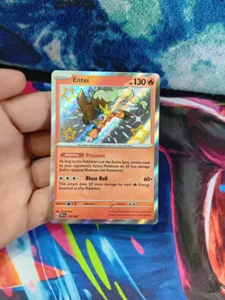 Pokemon Entei Holo Shiny Rare TCG Card Paldean Fates 112/091 - Image 2