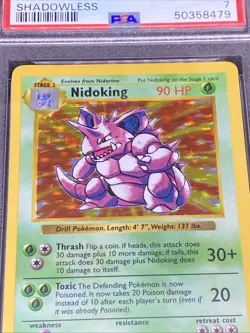 Pokemon Nidoking Holo Rare Shadowless 11/102 Base Set Vintage 1999 PSA 7 NM Card - Image 4