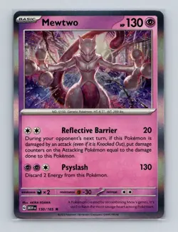 Mewtwo 150 2023 Pokemon TCG Scarlet & Violet MEW 151 Holo Rare Card NM+ (h) 📈 - Image 1