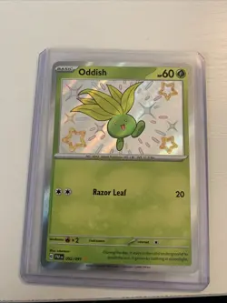 Pokemon TCG Oddish Baby Shiny Paldean Fates Scarlet & Violet Card 092/091 - Image 1