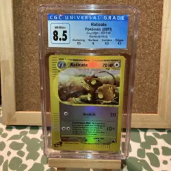 Vintage Pokemon Card CGC 8.5 NM MINT Raticate 89/144 Skyridge Reverse Holo - Image 1
