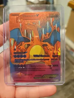 Charizard V Rainbow Foil Fan Art Vinyl Premium Collector Display Card - Image 1