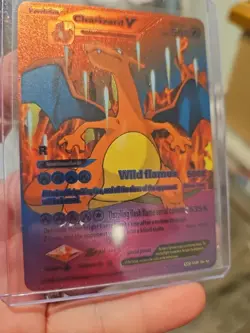 Charizard V Rainbow Foil Fan Art Vinyl Premium Collector Display Card - Image 2