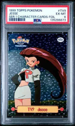 1999 TOPPS POKEMON SERIES 1 CHARACTER CARDS FOIL JESSE #TV9 PSA 6 - Image 1