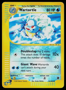 Pokemon Card - Wartortle Expedition Base Set 92/165 Reverse Holo Uncommon - Image 1