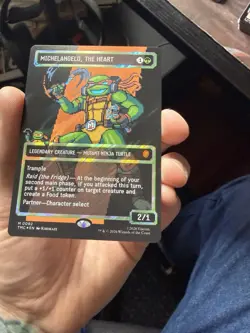 Michelangelo, The Heart (0092) (Borderless) (Pixel Surge Foil) TMNT Magic MTG - Image 1