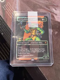 Michelangelo, The Heart (0092) (Borderless) (Pixel Surge Foil) TMNT Magic MTG - Image 3