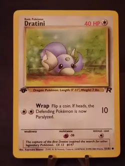 Pokemon Card Team Rocket 1st Edition Regular Finish Dratini 53/82 VLP-NM - Image 1