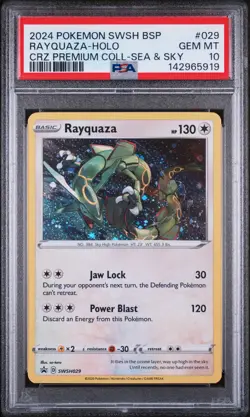 2024 POKEMON PROMO CROWN ZENITH PREMIUM COLLECTION #029 RAYQUAZA-HOLO PSA 10 - Image 1
