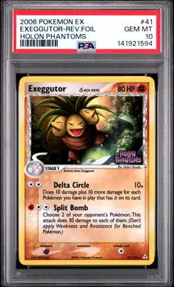 2006 POKEMON EX HOLON PHANTOMS #41 EXEGGUTOR-REVERSE FOIL PSA 10 - Image 1