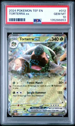 2024 POKEMON SCARLET VIOLET TEMPORAL FORCES TORTERRA EX 012/162 RARE HOLO PSA 10 - Image 1