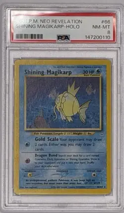 Pokemon Shining Magikarp Holo Card 66/64 Neo Revelation 2001 Unlimited PSA 8 - Image 1