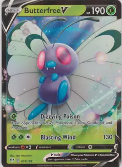 Pokemon TCG SS Darkness Ablaze 001/189 Butterfree V Holographic Rare Card - Image 1