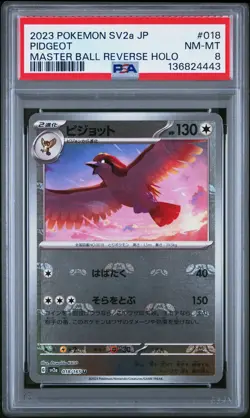 2023 POKEMON JAPANESE POKEMON 151 MASTER BALL REVERSE HOLO #018 PIDGEOT PSA 8 - Image 1