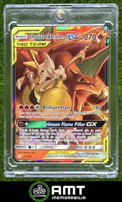 Charizard & Braixen Tag Team GX 2019 Pokemon Sun Moon Cosmic Eclipse 22/236 Holo - Image 1