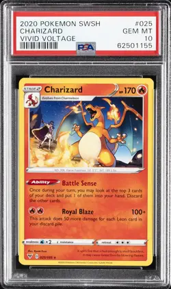 2020 POKEMON SWORD & SHIELD VIVID VOLTAGE #025 CHARIZARD PSA 10 - Image 1