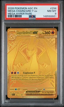 2026 POKEMON ASC EN-ASCENDED HEROES MEGA HYPER RARE MEGA CHARIZARD Y EX PSA 8 - Image 1