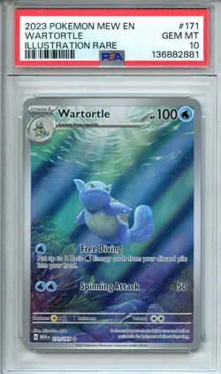 2023 TCG POKEMON MEW EN WARTORTLE ILLUSTRATION RARE #171 PSA 10 GEM MINT - Image 1