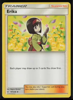 Erika 191/236 Pokemon Cosmic Eclipse Uncommon Lightly Played - Image 1