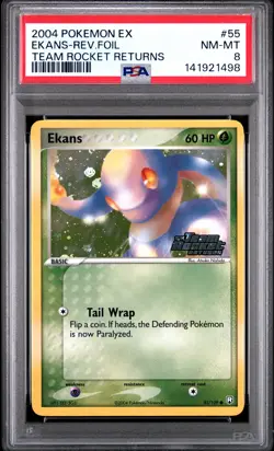2004 POKEMON EX TEAM ROCKET RETURNS #55 EKANS-REVERSE FOIL PSA 8 - Image 1