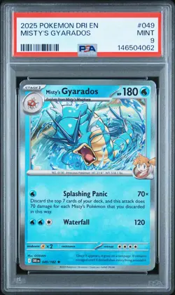 2025 POKEMON DRI EN-DESTINED RIVALS #049 MISTY'S GYARADOS PSA 9 - Image 1