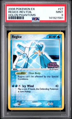 2006 POKEMON EX HOLON PHANTOMS #27 REGICE-REVERSE FOIL PSA 9 - Image 1