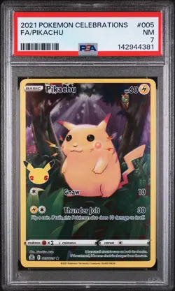 2021 POKEMON CELEBRATIONS #005 FULL ART/PIKACHU PSA 7 - Image 1