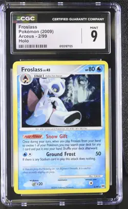 2009 POKEMON PLATINUM ARCEUS FROSLASS LV. 45 #2/99 RARE HOLO FOIL CGC 9 MINT - Image 1