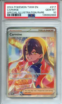 2024 TCG POKEMON TWM EN CARMINE SPECIAL ILLUSTRATION RARE #217 PSA 10 GEM MINT - Image 1