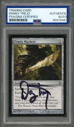 Danny Trejo SIGNED Magic The Gathering: Trusty Machete Auto PSA DNA Trading Card - Image 1