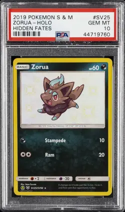 2019 POKEMON SUN & MOON HIDDEN FATES #SV25 ZORUA-HOLO PSA 10 - Image 1
