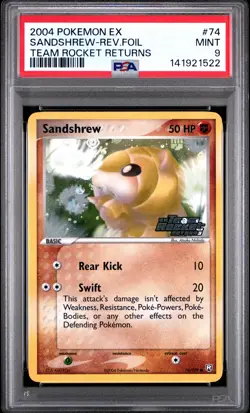 2004 POKEMON EX TEAM ROCKET RETURNS #74 SANDSHREW-REVERSE FOIL PSA 9 - Image 1