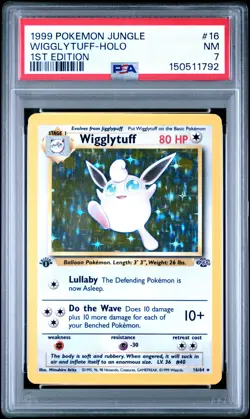 1999 POKEMON JUNGLE 1ST EDITION #16 WIGGLYTUFF-HOLO PSA 7 - Image 1