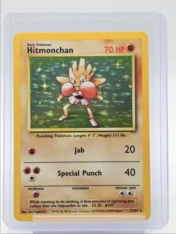 HITMONCHAN 1999 POKEMON ORIGINAL BASE SET RARE HOLO 7/102 Q4561 - Image 1