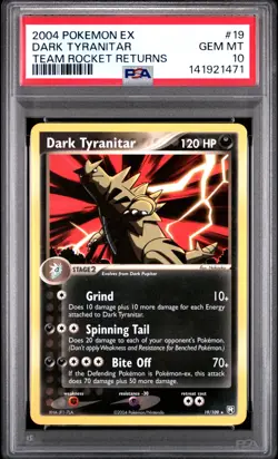 2004 POKEMON EX TEAM ROCKET RETURNS #19 DARK TYRANITAR PSA 10 - Image 1