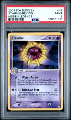 2004 POKEMON EX HIDDEN LEGENDS #49 STARMIE-REVERSE FOIL PSA 9 - Image 1