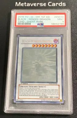 2010 Yu-Gi-Oh! 1st Edition Black-Winged Dragon TSHD-EN040 Ghost Rare PSA9 - Image 1