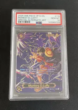 2025 One Piece OP13 EN #119 Monkey.D.Luffy SP Alternate Art PSA 10 GEM MINT - Image 1