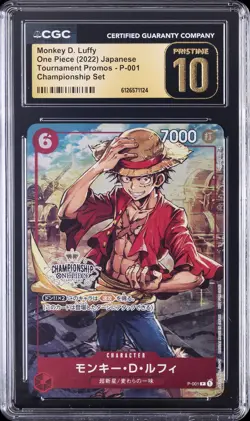 2022 ONE PIECE TOURNAMENT PROMOS CHAMP SET #P-001 MONKEY D LUFFY CGC 10 PRISTINE - Image 1