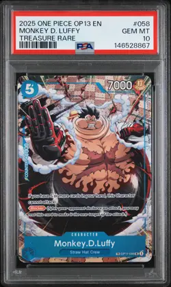 2025 ONE PIECE OP13-CARRYING ON HIS WILL TREASURE RARE MONKEY D. LUFFY PSA 10 - Image 1