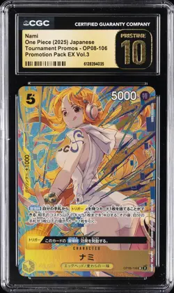 2025 ONE PIECE JPN TOURNAMENT PROMO PROMOTION PACK EX VOL 3 NAMI CGC 10 PRISTINE - Image 1