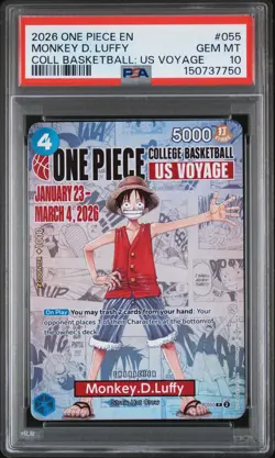 2026 ONE PIECE PROMOS COLLEGE BASKETBALL : US VOYAGE MONKEY D. LUFFY PSA 10 - Image 1