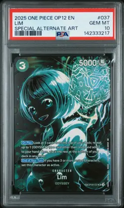 2025 ONE PIECE OP12-LEGACY OF THE MASTER SPECIAL ALTERNATE ART #037 LIM PSA 10 - Image 1