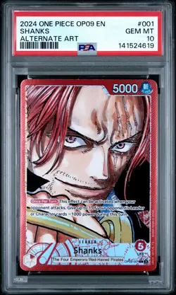 2024 ONE PIECE OP09-EMPERORS IN THE NEW WORLD ALTERNATE ART #001 SHANKS PSA 10 - Image 1