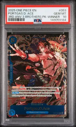 2025 ONE PIECE 3RD ANNIV TOURNAMENT 3 BROTHERS PACK WINNER PORTGAS D. ACE PSA 10 - Image 1