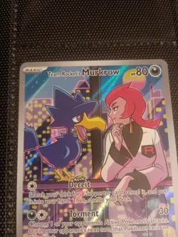 Pokemon TCG Destined Rivals Team Rockets Murkrow Card 200/182 IR MINT CONDITION - Image 2